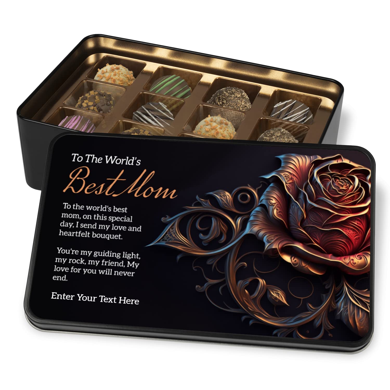 To The Worlds Best Mom Personalized Handmade Chocolates In Keepsake Tin - Gifts For Mom - Mom Gifts  Gifts For Her  Gifts For Women  With Personalized Text